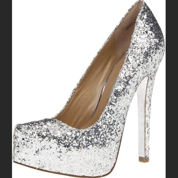 Chinese Laundry Kristin Cavallari 'Liberta' Silver Platform Stilletos size 7.5 - Picture 3 of 10